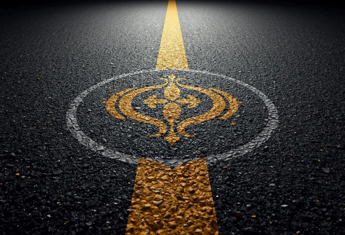 Custom pavement markings with specialty symbols and graphics